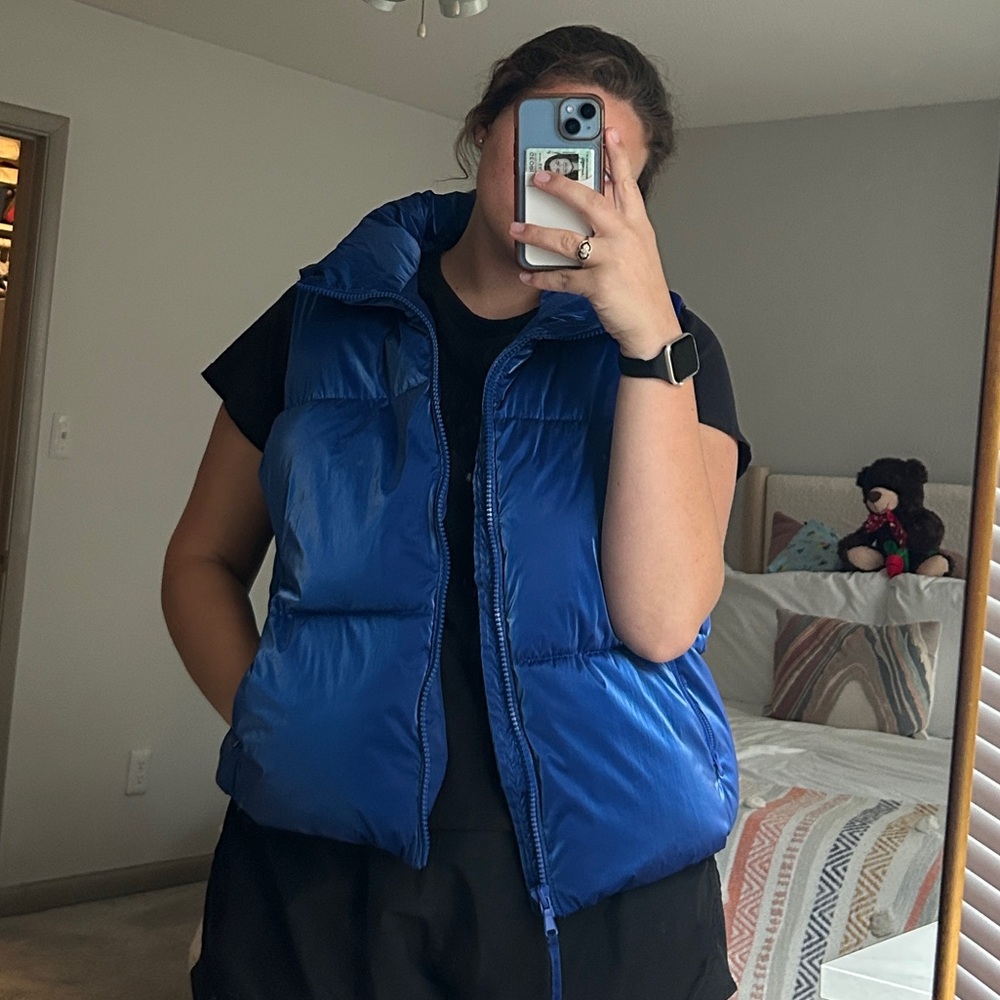Old Navy Metallic Blue Puffer Vest XL